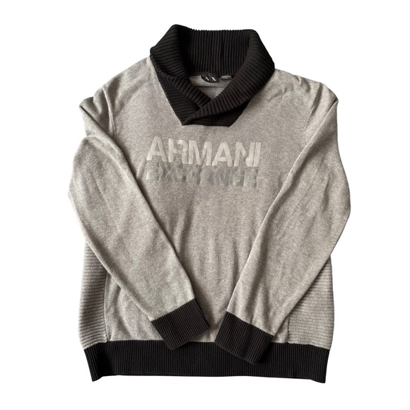 Armani Exchange Men's Grey and Black Sweater Size L - Picture 1 of 6